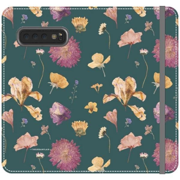 Teal Pressed Flowers Print Wallet Phone Case - Image 23